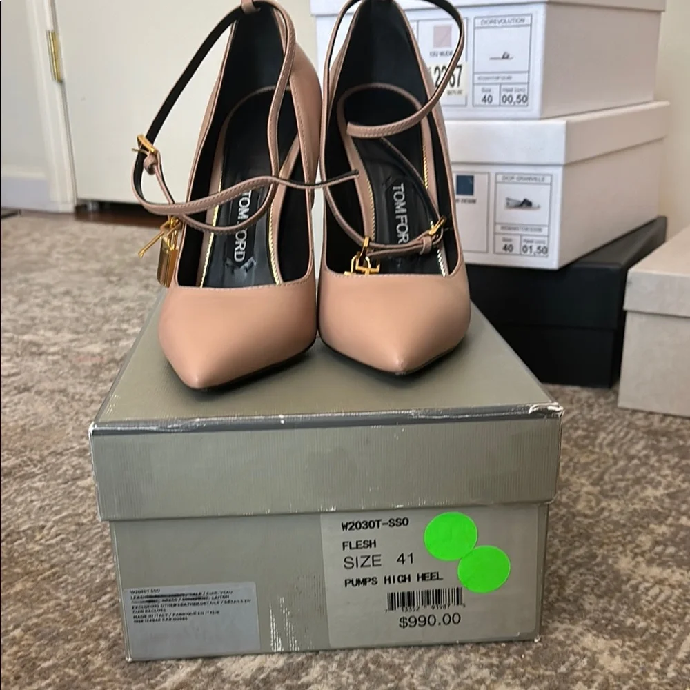 Tom Ford Women's Tan Heels W/ Locket - Picture 4 of 9